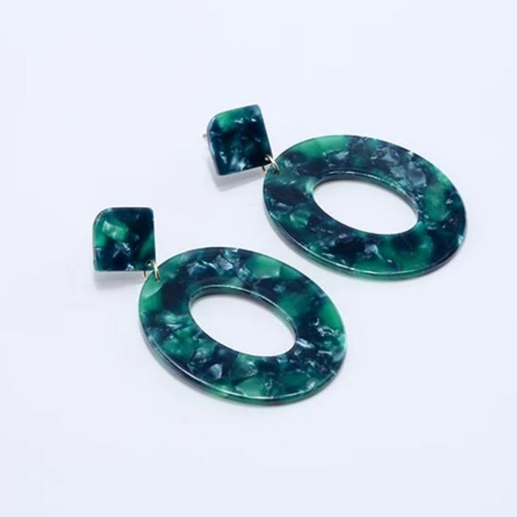 BaubleBar Emerald Green Oval Acrylic Earrings - Picture 6 of 8